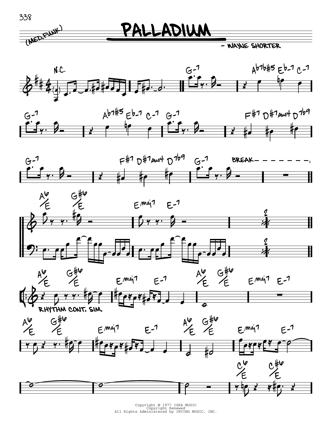 Wayne Shorter Palladium Sheet Music Notes & Chords for Real Book – Melody & Chords - Download or Print PDF