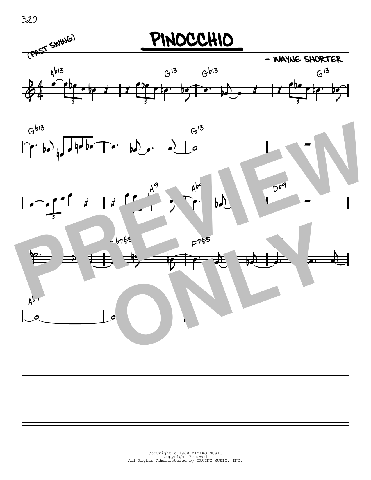 Wayne Shorter Pinocchio [Reharmonized version] (arr. Jack Grassel) Sheet Music Notes & Chords for Real Book – Melody & Chords - Download or Print PDF