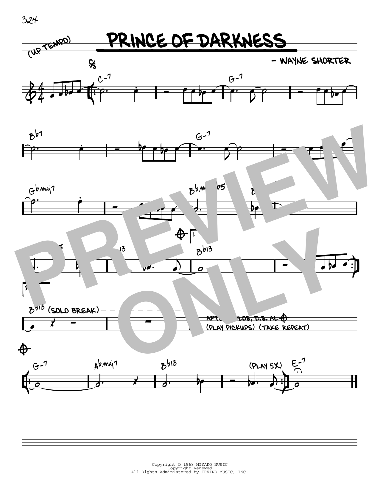 Wayne Shorter Prince Of Darkness [Reharmonized version] (arr. Jack Grassel) Sheet Music Notes & Chords for Real Book – Melody & Chords - Download or Print PDF