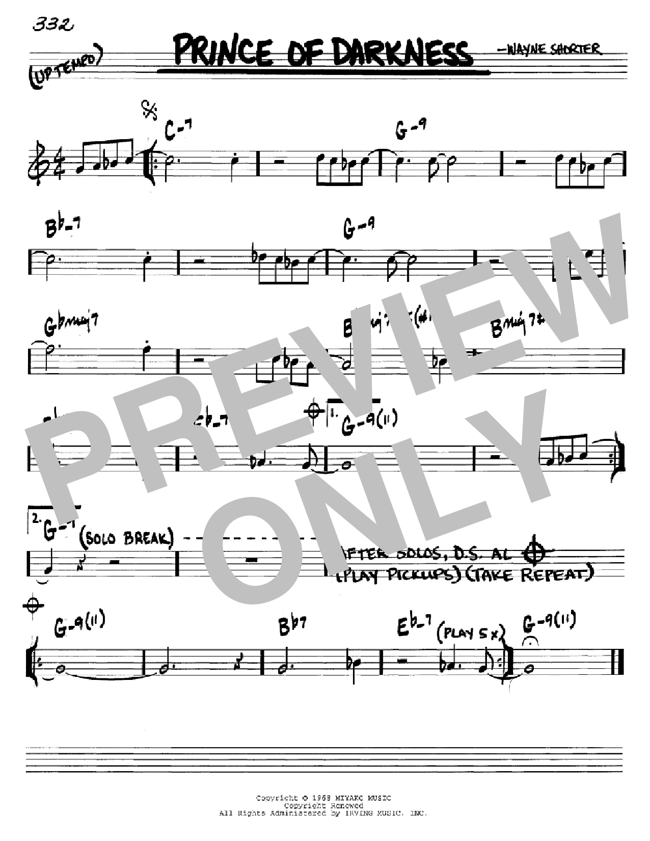 Wayne Shorter Prince Of Darkness Sheet Music Notes & Chords for Real Book - Melody & Chords - Eb Instruments - Download or Print PDF