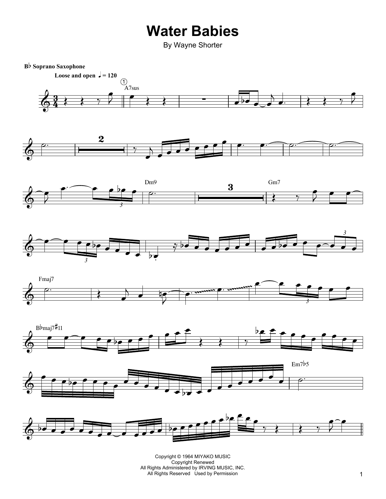 Wayne Shorter Water Babies Sheet Music Notes & Chords for Soprano Sax Transcription - Download or Print PDF