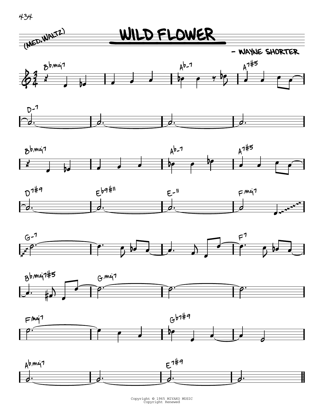 Wayne Shorter Wild Flower [Reharmonized version] (arr. Jack Grassel) Sheet Music Notes & Chords for Real Book – Melody & Chords - Download or Print PDF
