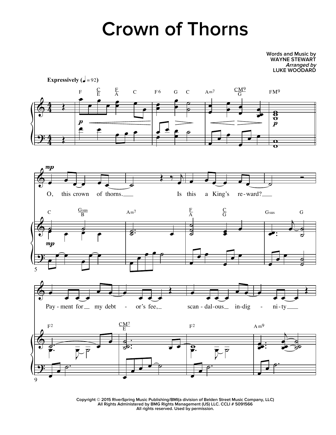 Wayne Stewart Crown Of Thorns (arr. Luke Woodard) Sheet Music Notes & Chords for Piano & Vocal - Download or Print PDF