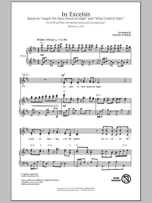 Wayne Yankie In Excelsis Sheet Music Notes & Chords for SATB - Download or Print PDF