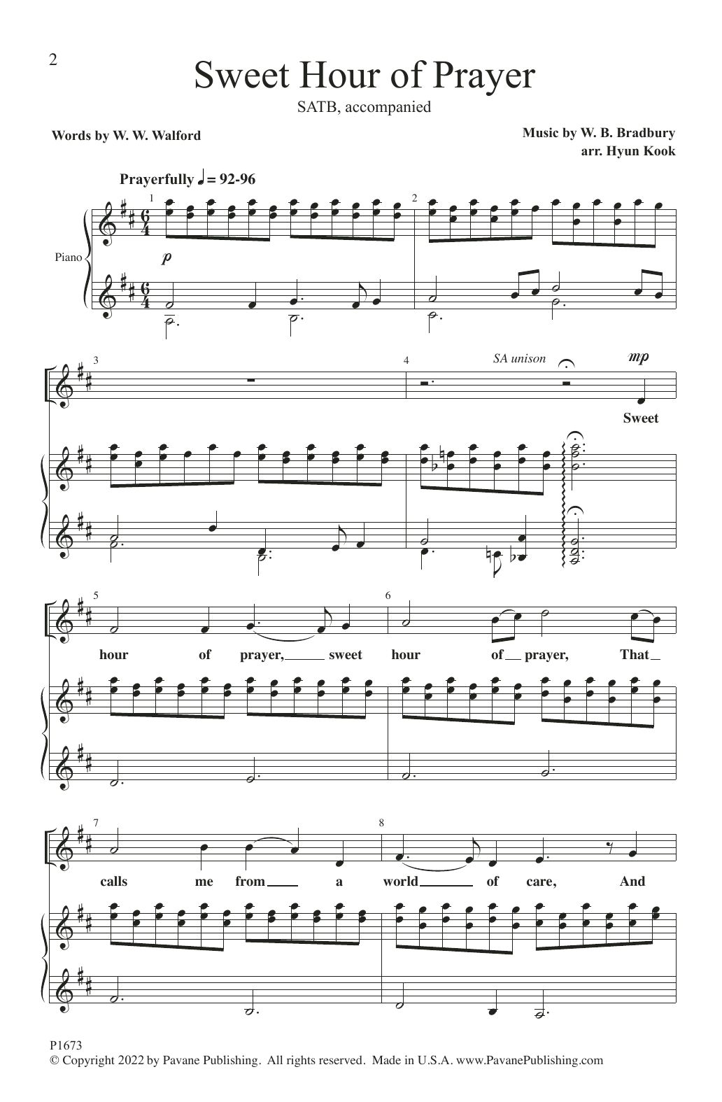 W.B. Bradbury Sweet Hour of Prayer (arr. Hyun Kook) Sheet Music Notes & Chords for SATB Choir - Download or Print PDF