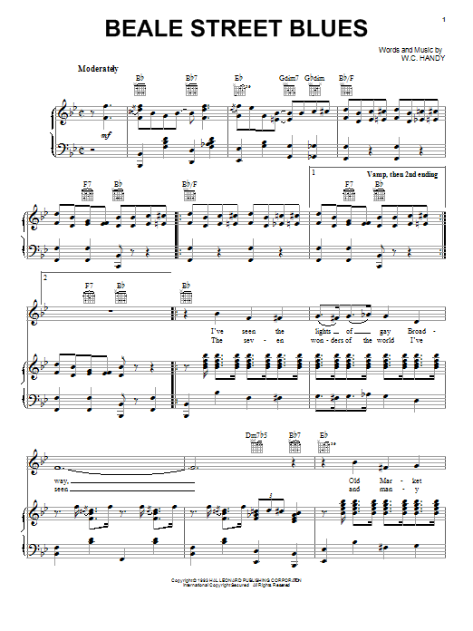 W.C. Handy Beale Street Blues Sheet Music Notes & Chords for Melody Line, Lyrics & Chords - Download or Print PDF