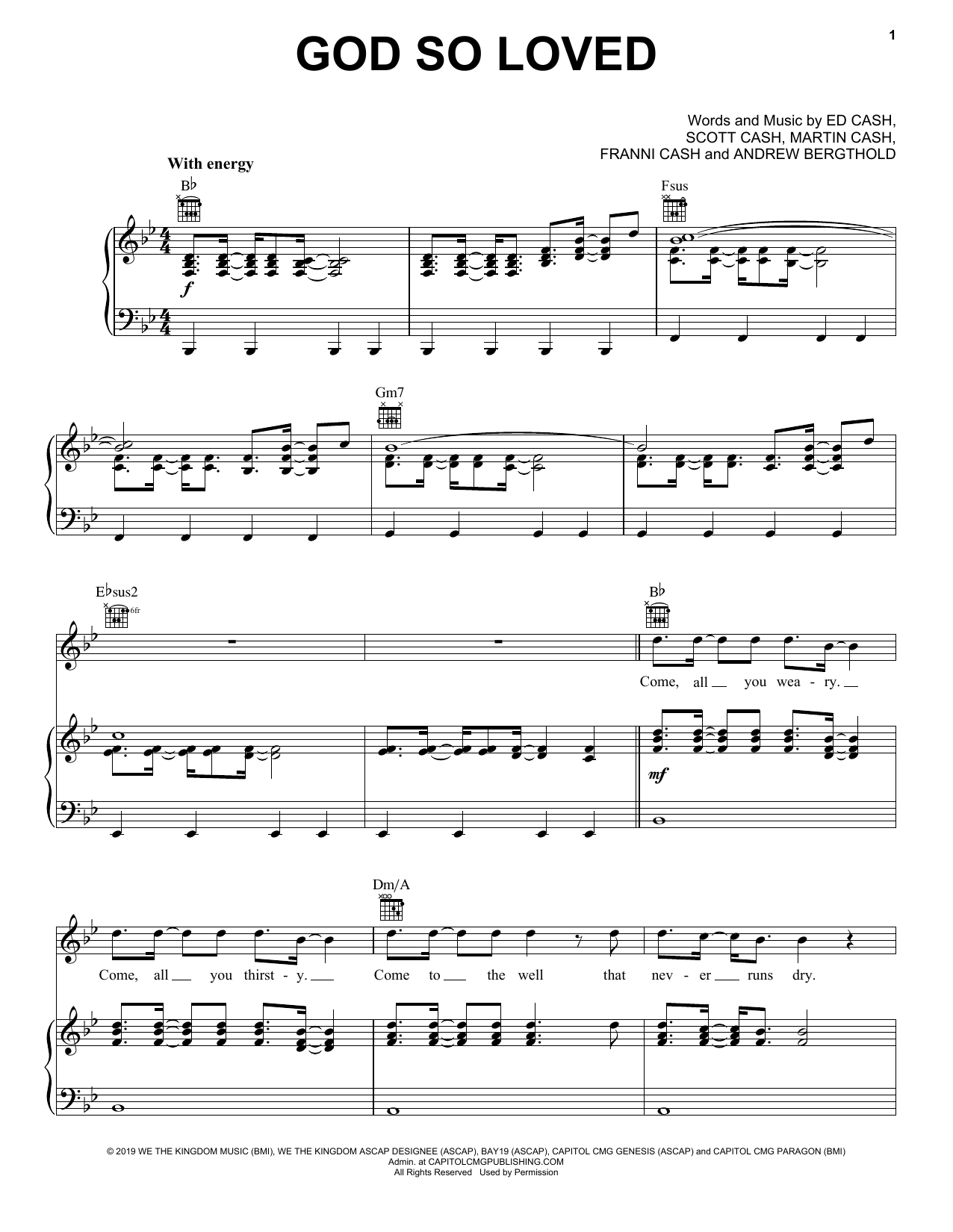 We The Kingdom God So Loved Sheet Music Notes & Chords for Piano, Vocal & Guitar (Right-Hand Melody) - Download or Print PDF
