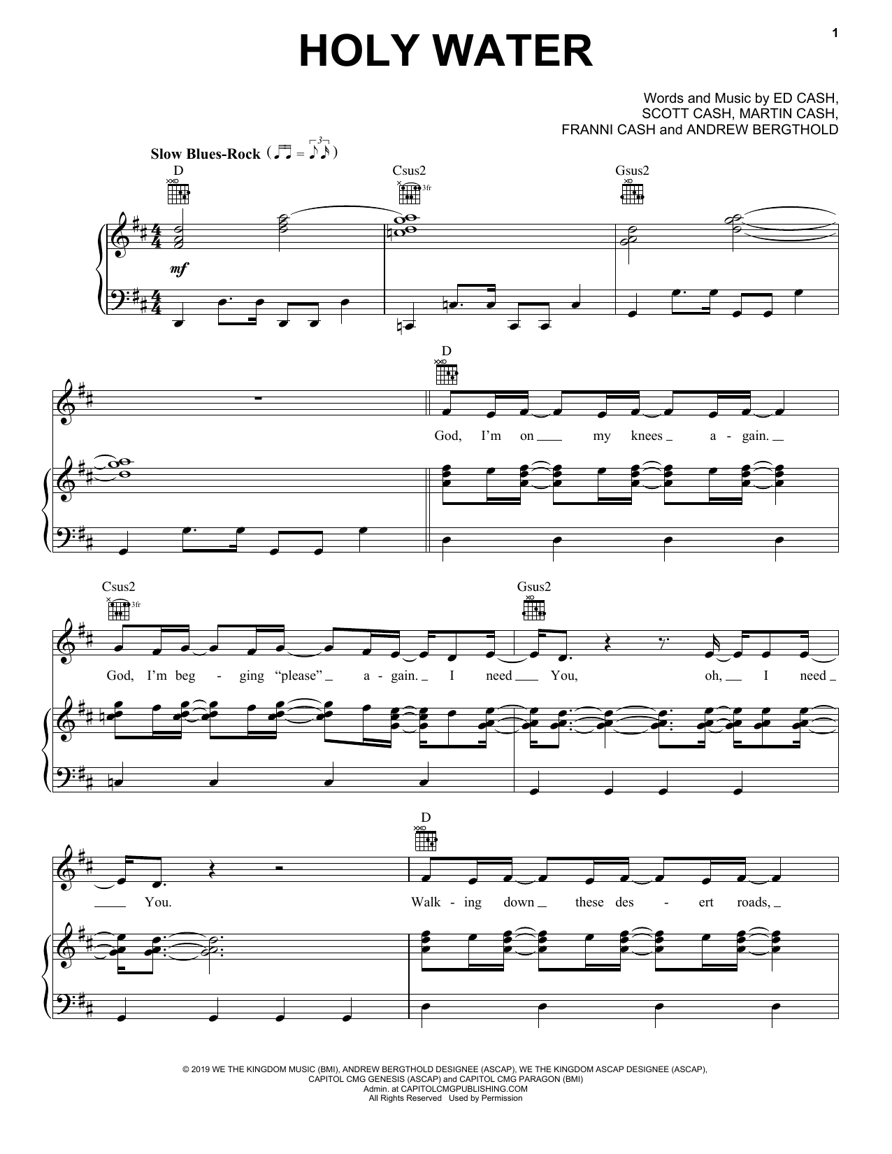 We The Kingdom Holy Water Sheet Music Notes & Chords for Easy Piano - Download or Print PDF