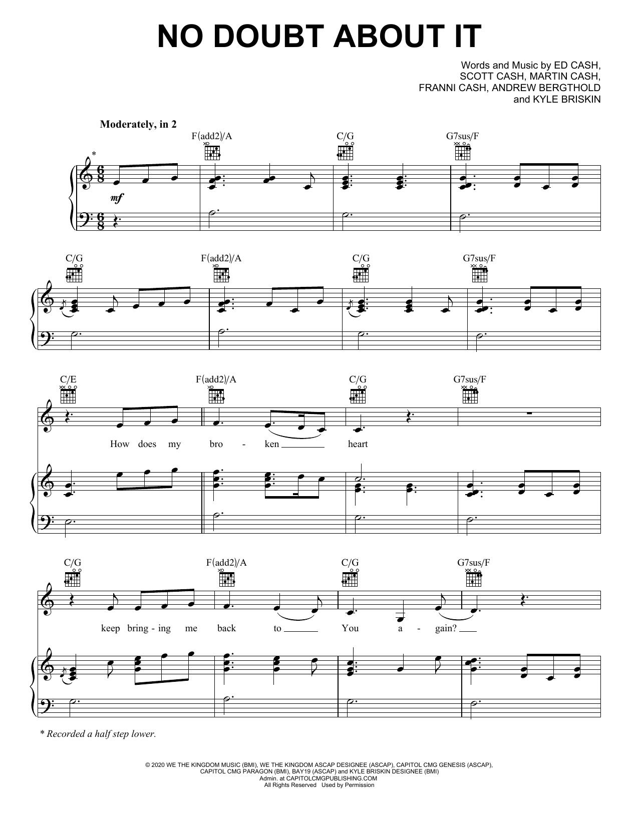 We The Kingdom No Doubt About It Sheet Music Notes & Chords for Piano, Vocal & Guitar (Right-Hand Melody) - Download or Print PDF