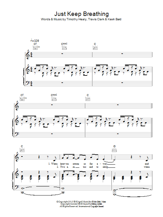 We The Kings Just Keep Breathing Sheet Music Notes & Chords for Piano, Vocal & Guitar (Right-Hand Melody) - Download or Print PDF We The Kings Just Keep Breathing Sheet Music Notes & Chords for Piano, Vocal & Guitar (Right-Hand Melody) - Download or Print PDF