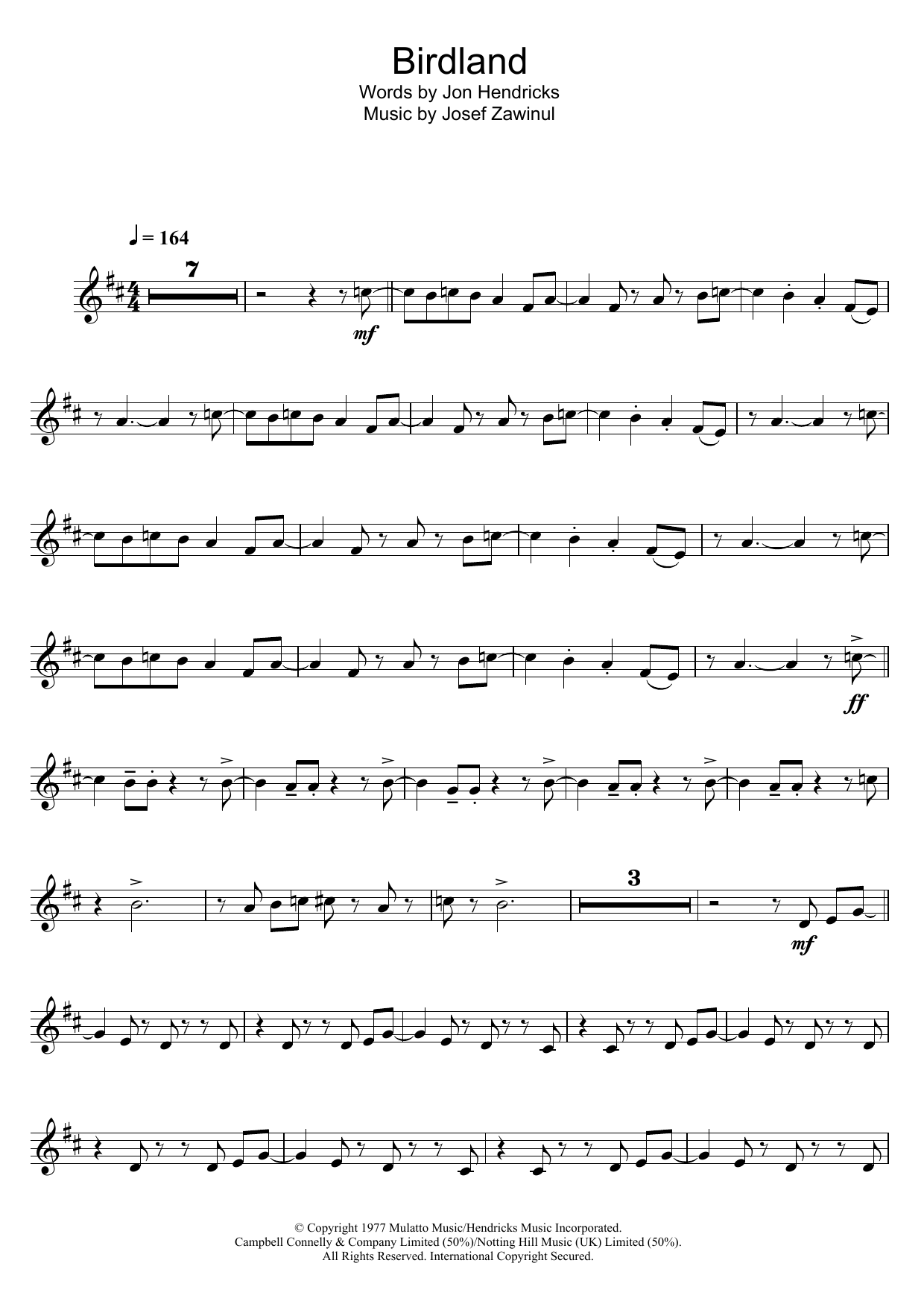Weather Report Birdland Sheet Music Notes & Chords for Trumpet - Download or Print PDF