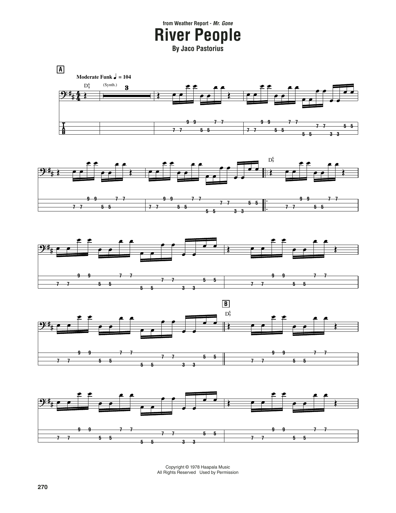 Weather Report River People Sheet Music Notes & Chords for Bass Guitar Tab - Download or Print PDF