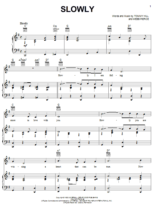 Webb Pierce Slowly sheet music notes and chords. Download Printable PDF.