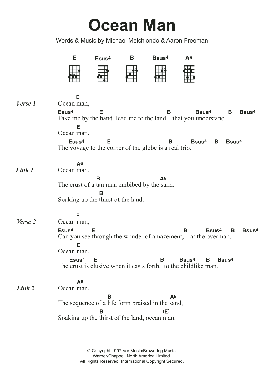 Ween Ocean Man Sheet Music Notes & Chords for Ukulele - Download or Print PDF