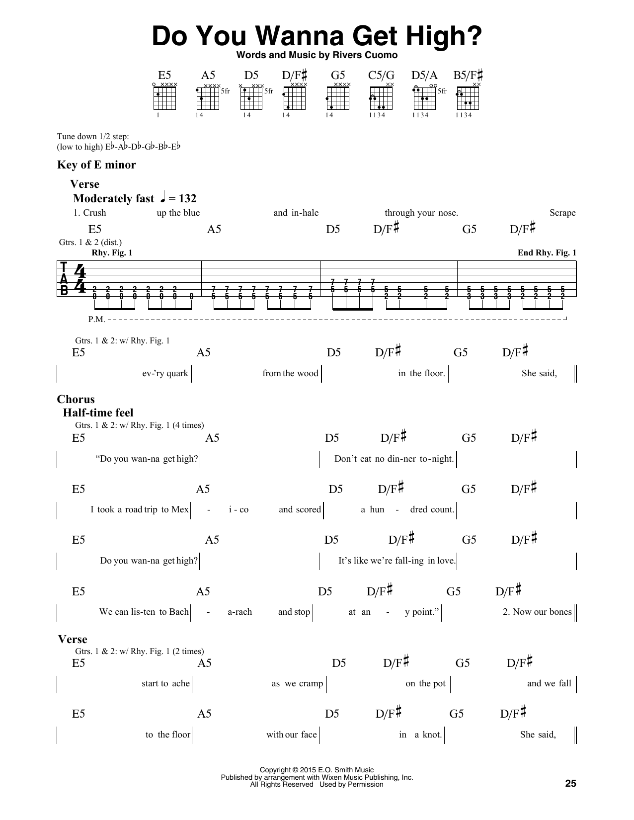 Weezer Do You Wanna Get High? Sheet Music Notes & Chords for Guitar Lead Sheet - Download or Print PDF