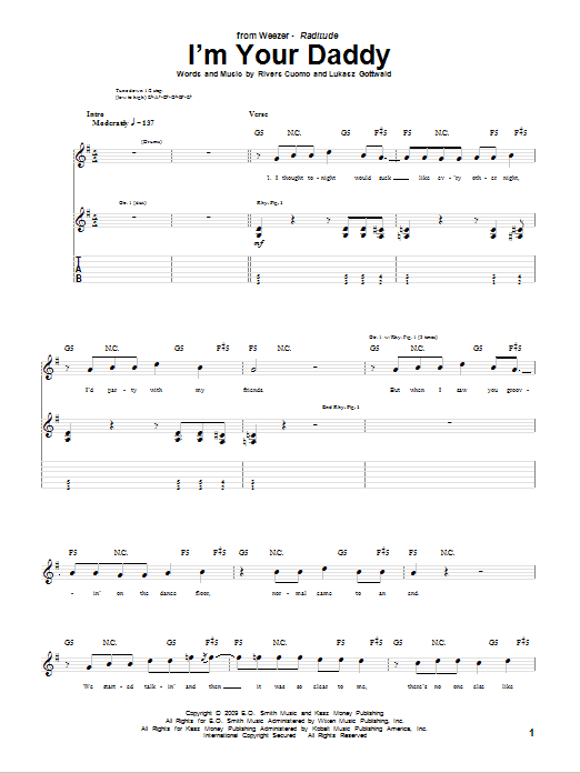 Weezer I'm Your Daddy Sheet Music Notes & Chords for Guitar Tab - Download or Print PDF