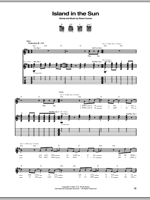 Weezer Island In The Sun Sheet Music Notes & Chords for Drums - Download or Print PDF