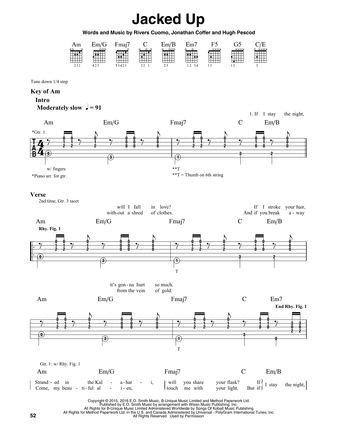 Weezer Jacked Up Sheet Music Notes & Chords for Guitar Lead Sheet - Download or Print PDF