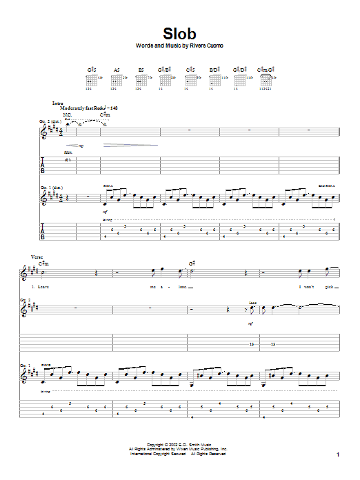 Weezer Slob Sheet Music Notes & Chords for Guitar Tab - Download or Print PDF