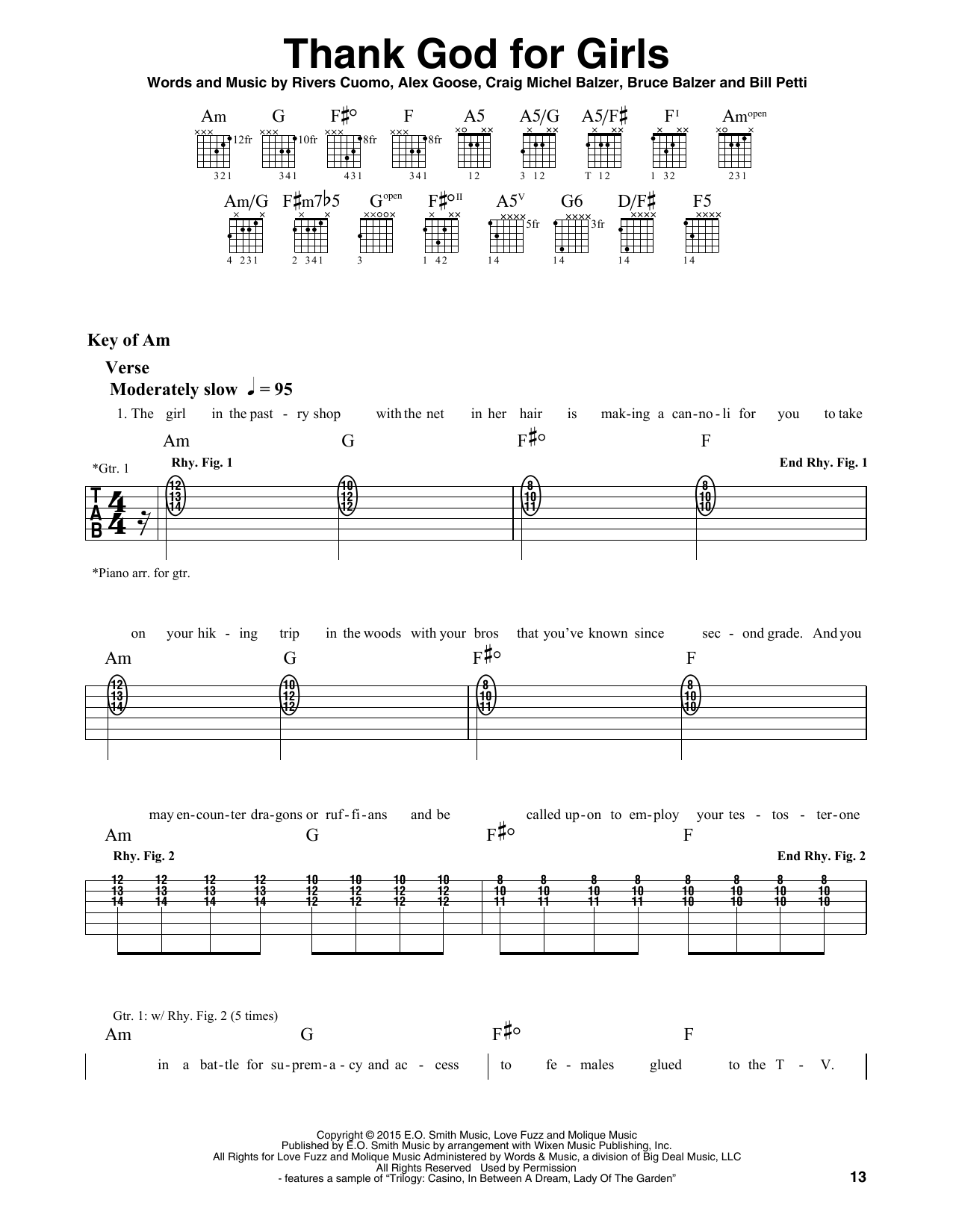 Weezer Thank God For Girls Sheet Music Notes & Chords for Guitar Lead Sheet - Download or Print PDF