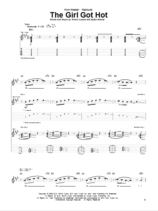 Weezer The Girl Got Hot Sheet Music Notes & Chords for Guitar Tab - Download or Print PDF