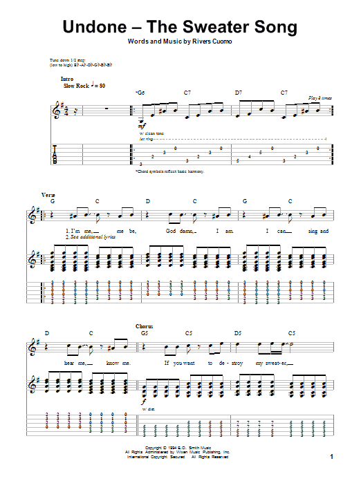 Weezer Undone - The Sweater Song Sheet Music Notes & Chords for Drums Transcription - Download or Print PDF