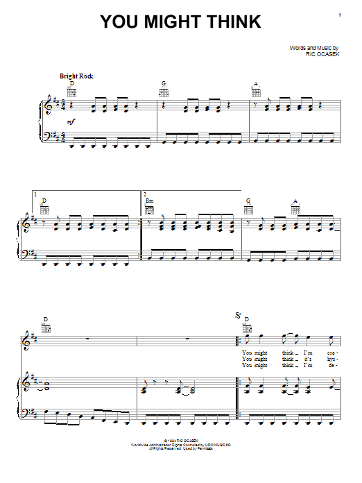 Weezer You Might Think Sheet Music Notes & Chords for Easy Piano - Download or Print PDF