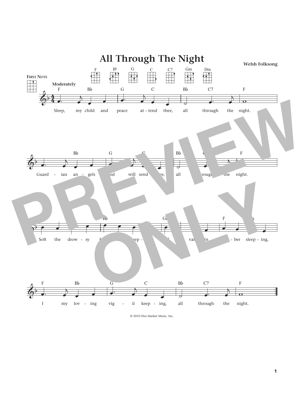 Welsh Folksong All Through The Night (from The Daily Ukulele) (arr. Liz and Jim Beloff) Sheet Music Notes & Chords for Ukulele - Download or Print PDF