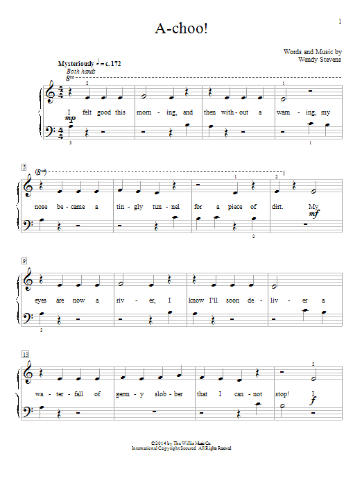 Wendy Stevens A-Choo! Sheet Music Notes & Chords for Educational Piano - Download or Print PDF