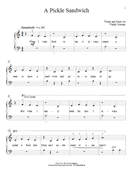 Wendy Stevens A Pickle Sandwich Sheet Music Notes & Chords for Educational Piano - Download or Print PDF