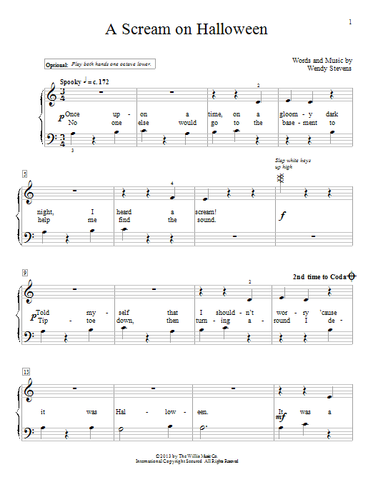 Wendy Stevens A Scream On Halloween Sheet Music Notes & Chords for Educational Piano - Download or Print PDF