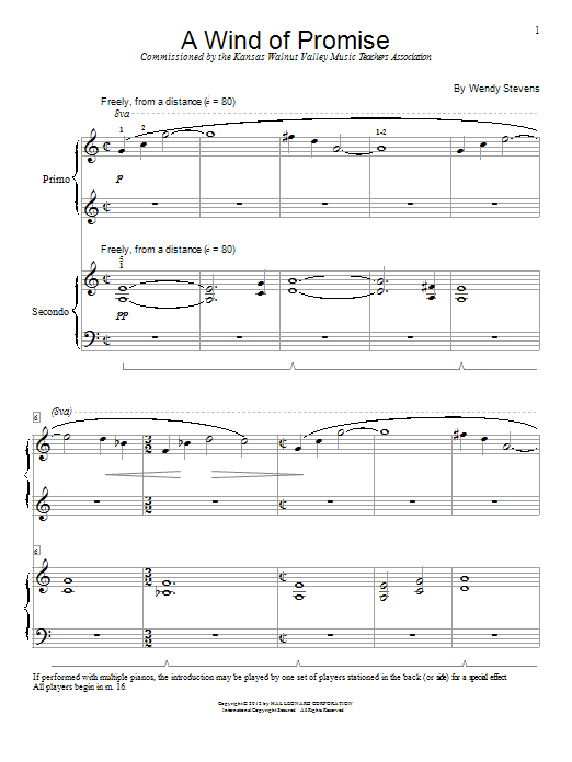 Wendy Stevens A Wind Of Promise Sheet Music Notes & Chords for Piano Duet - Download or Print PDF