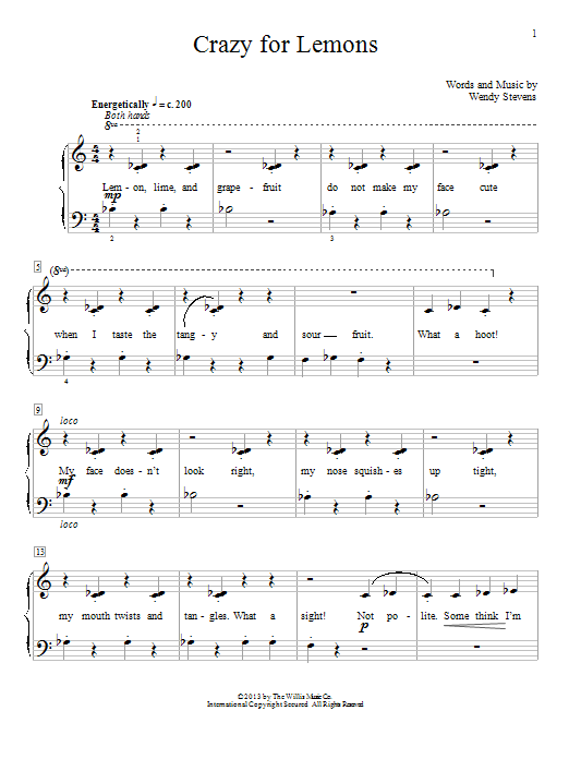 Wendy Stevens Crazy For Lemons Sheet Music Notes & Chords for Educational Piano - Download or Print PDF