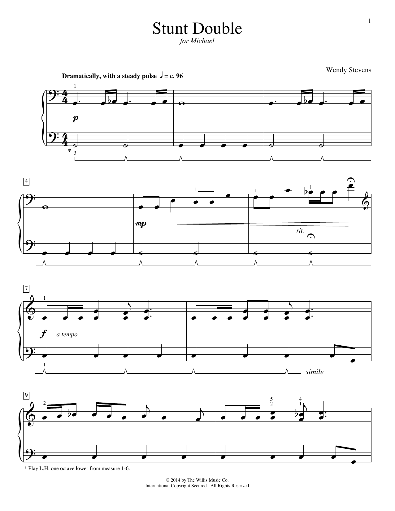 Wendy Stevens Stunt Double Sheet Music Notes & Chords for Educational Piano - Download or Print PDF