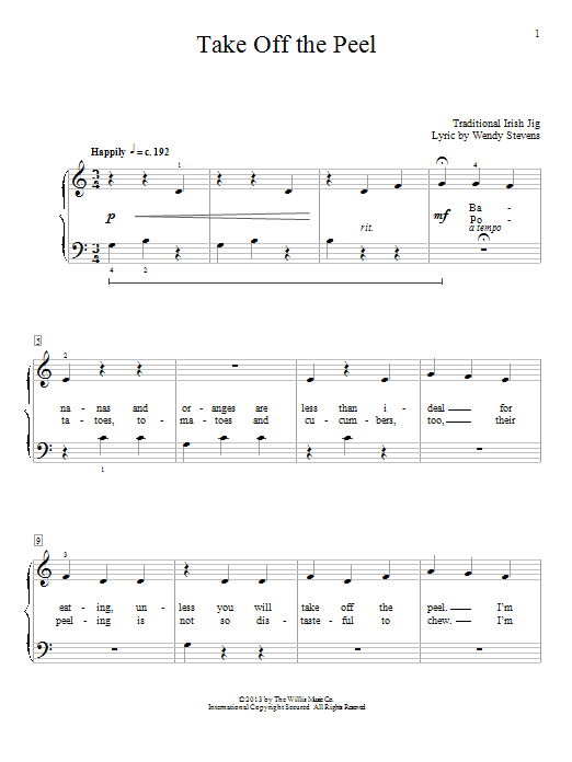 Wendy Stevens Take Off The Peel Sheet Music Notes & Chords for Educational Piano - Download or Print PDF