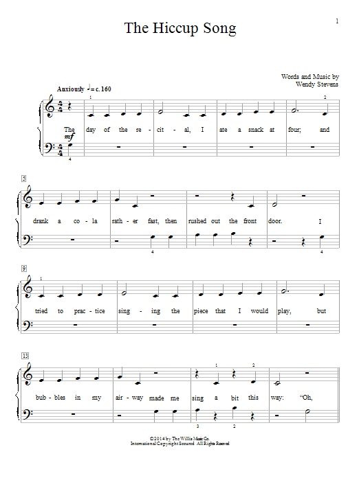 Wendy Stevens The Hiccup Song Sheet Music Notes & Chords for Educational Piano - Download or Print PDF