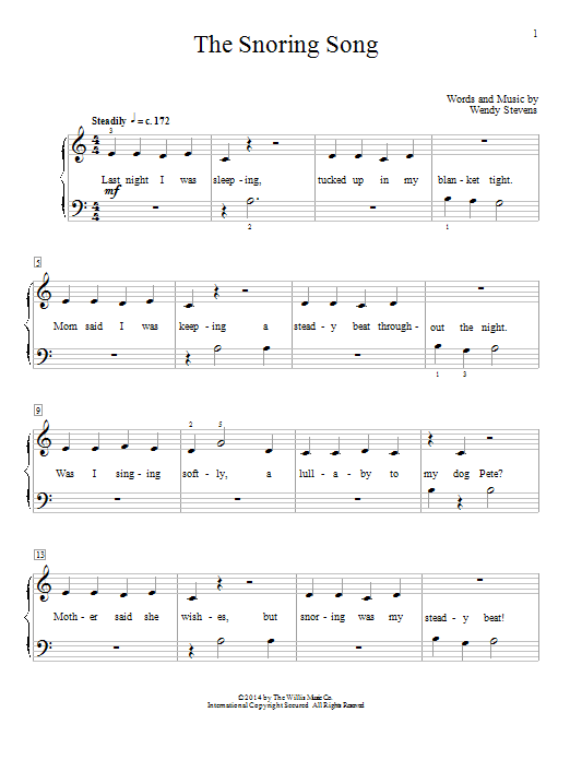 Wendy Stevens The Snoring Song Sheet Music Notes & Chords for Educational Piano - Download or Print PDF