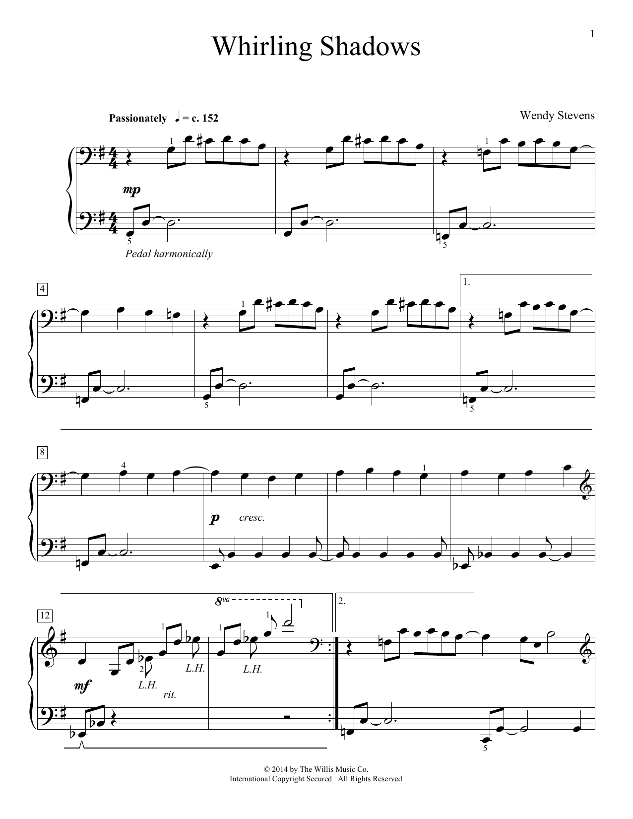 Wendy Stevens Whirling Shadows Sheet Music Notes & Chords for Educational Piano - Download or Print PDF