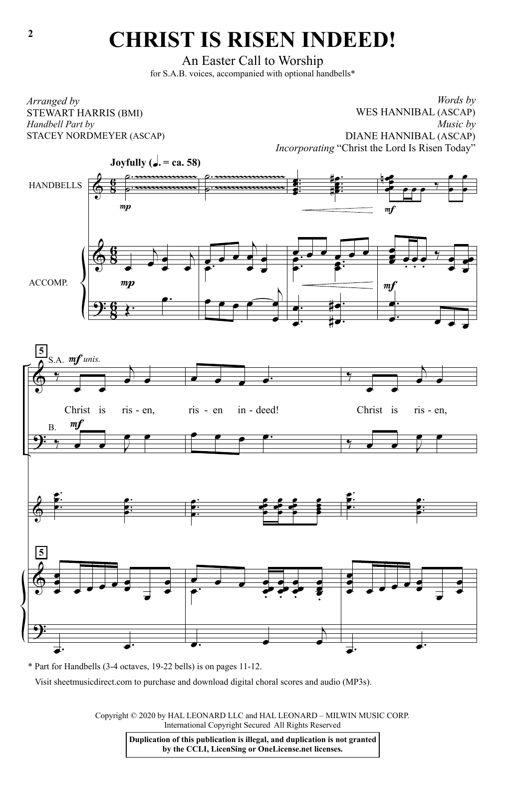 Wes Hannibal and Diane Hannibal Christ Is Risen Indeed! (An Easter Call To Worship) (arr. Stewart Harris) Sheet Music Notes & Chords for SAB Choir - Download or Print PDF