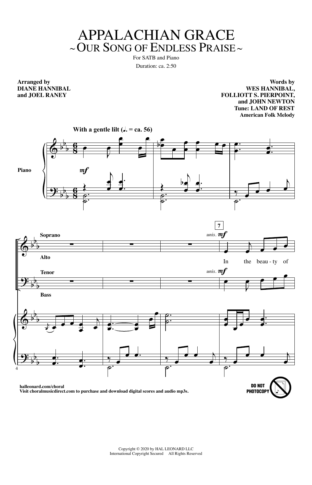 Wes Hannibal, Folliott S. Pierpoint and John Newton Appalachian Grace (Our Song Of Endless Praise) (arr. Diane Hannibal and Joel Raney) Sheet Music Notes & Chords for SATB Choir - Download or Print PDF