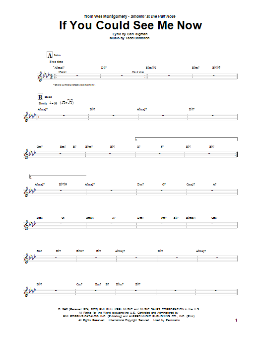 Wes Montgomery If You Could See Me Now Sheet Music Notes & Chords for Guitar Tab - Download or Print PDF