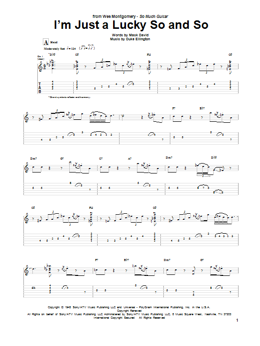 Wes Montgomery I'm Just A Lucky So And So Sheet Music Notes & Chords for Guitar Tab - Download or Print PDF