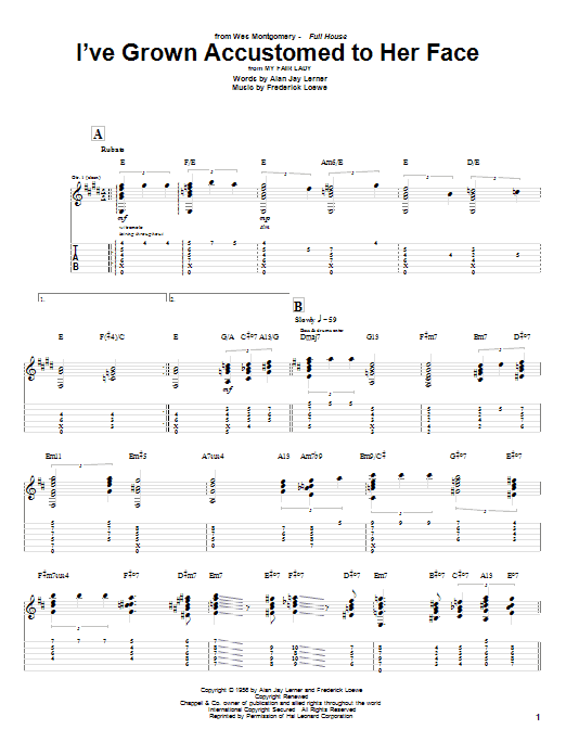 Wes Montgomery I've Grown Accustomed To Her Face Sheet Music Notes & Chords for Guitar Tab - Download or Print PDF