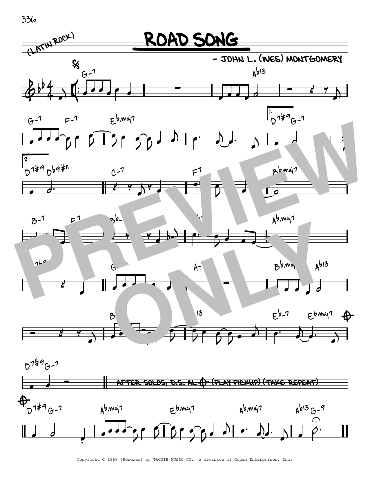 Wes Montgomery Road Song [Reharmonized version] (arr. Jack Grassel) Sheet Music Notes & Chords for Real Book – Melody & Chords - Download or Print PDF