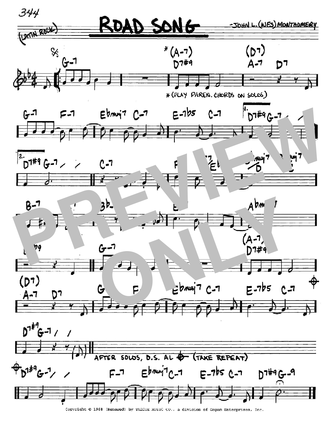Wes Montgomery Road Song Sheet Music Notes & Chords for Piano Solo - Download or Print PDF