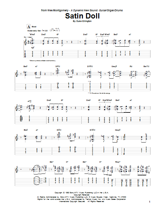 Wes Montgomery Satin Doll Sheet Music Notes & Chords for Guitar Tab - Download or Print PDF