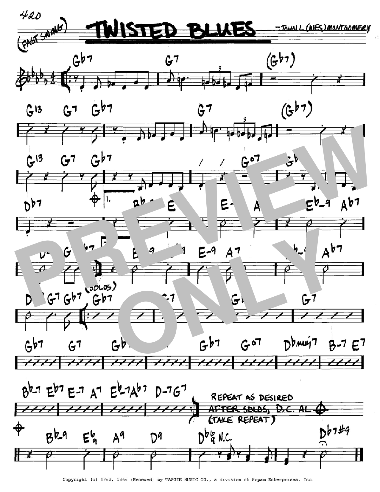 Wes Montgomery Twisted Blues Sheet Music Notes & Chords for Guitar Tab - Download or Print PDF