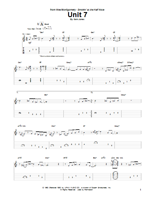 Wes Montgomery Unit 7 Sheet Music Notes & Chords for Guitar Tab - Download or Print PDF