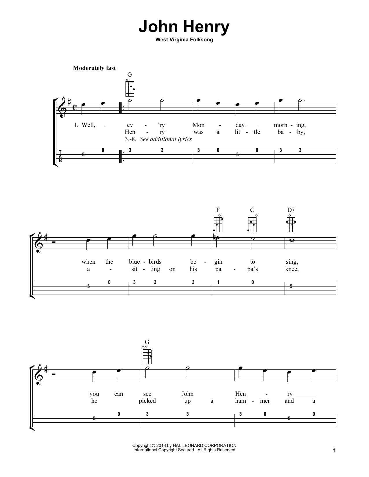 West Virginia Folksong John Henry (arr. Bobby Westfall) Sheet Music Notes & Chords for Mandolin - Download or Print PDF