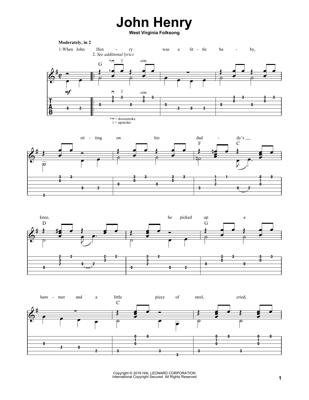 Mark Phillips John Henry Sheet Music Notes & Chords for Guitar Tab - Download or Print PDF